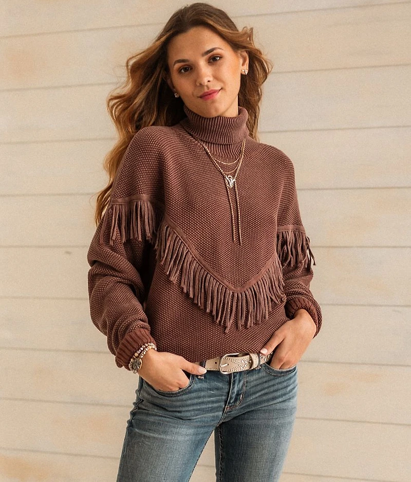 Turtleneck Fringe Sweater