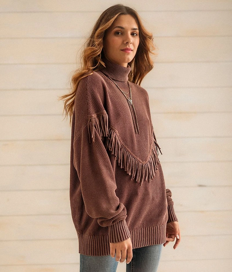 Turtleneck Fringe Sweater