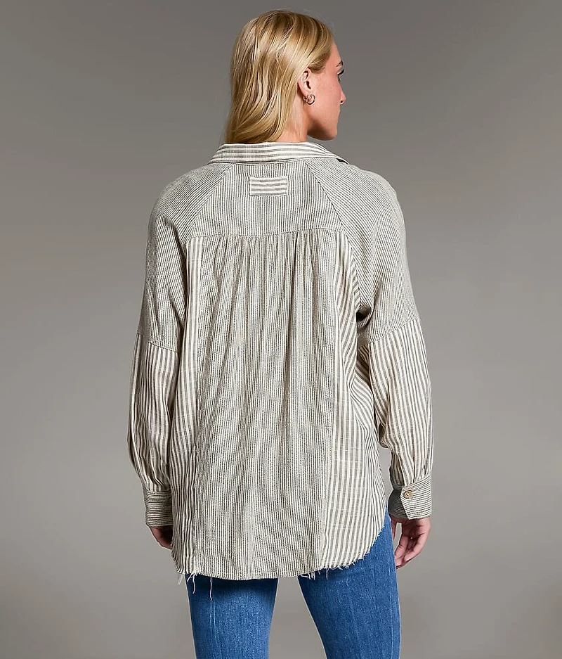 Variegated Stripe Oversized Shirt