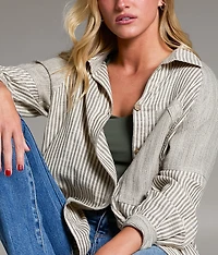 Variegated Stripe Oversized Shirt
