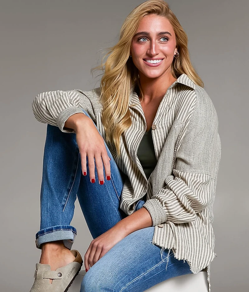 Variegated Stripe Oversized Shirt