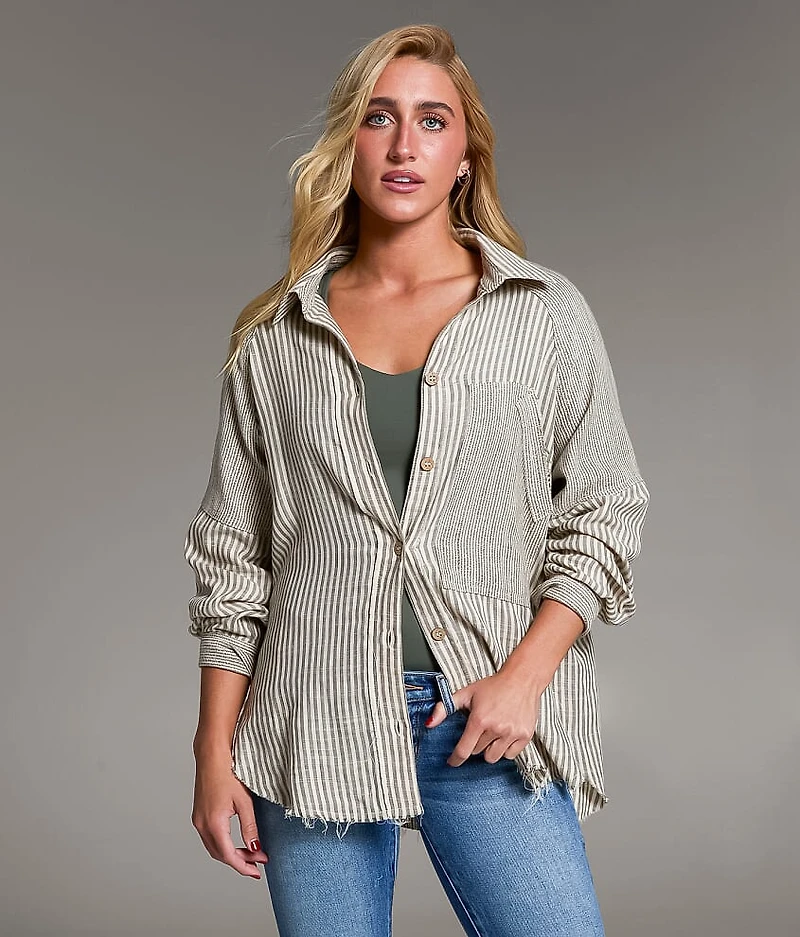 Variegated Stripe Oversized Shirt