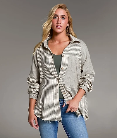 Variegated Stripe Oversized Shirt