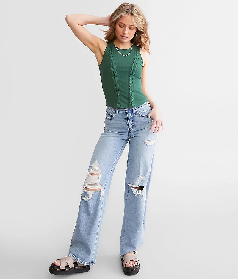 Fitted Lace-Up Tank Top