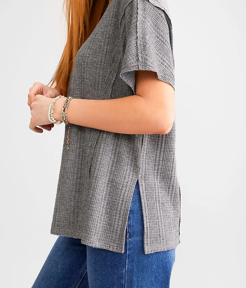 Pieced Waffle Knit Top