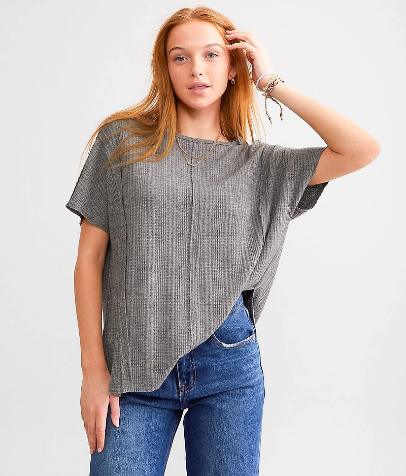 Pieced Waffle Knit Top