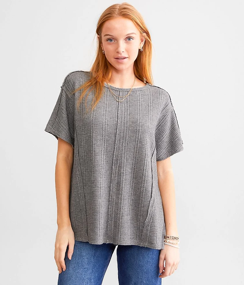 Pieced Waffle Knit Top