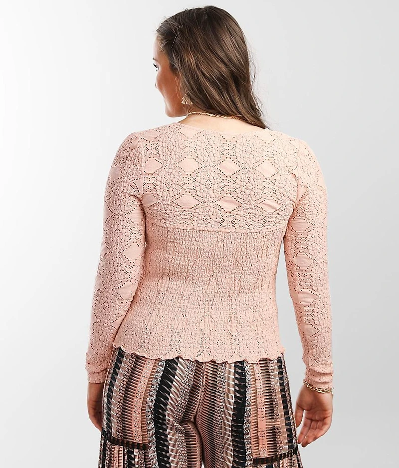 Eyelet Smocked Henley