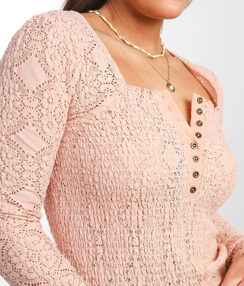 Eyelet Smocked Henley