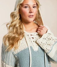 Open Stitch Hooded Sweater