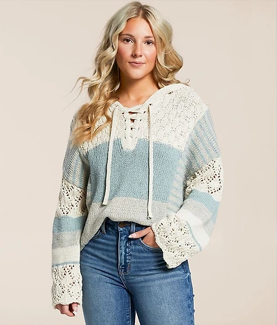 Open Stitch Hooded Sweater