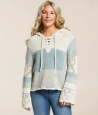 Open Stitch Hooded Sweater
