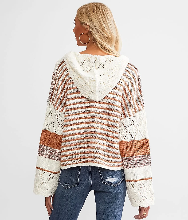 Open Stitch Hooded Sweater