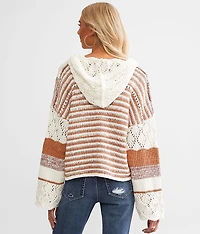 Open Stitch Hooded Sweater