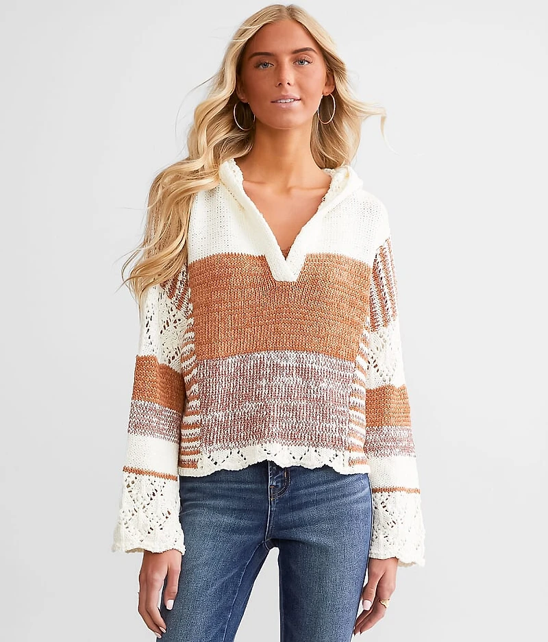 Open Stitch Hooded Sweater