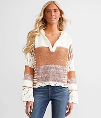 Open Stitch Hooded Sweater