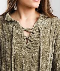 Chenille Lace-Up Sweater