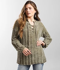 Chenille Lace-Up Sweater