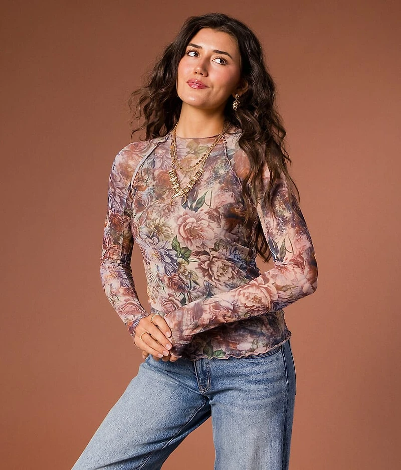 Floral Mesh Top
