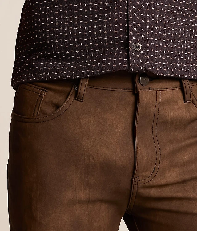 Faux Leather Stacked Cargo Jean