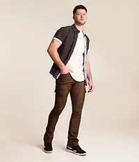Faux Leather Stacked Cargo Jean
