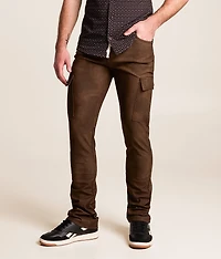 Faux Leather Stacked Cargo Jean