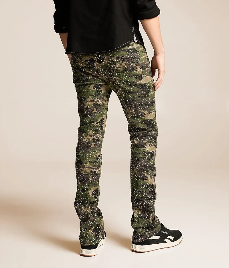 Rhinestone Camo Stacked Stretch Jean