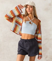 Crochet Cropped Cardigan Sweater