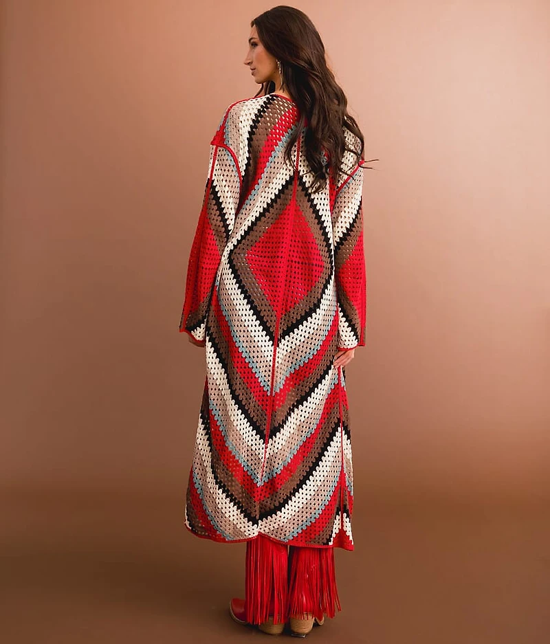 Multicolored Crochet Kimono