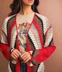 Multicolored Crochet Kimono