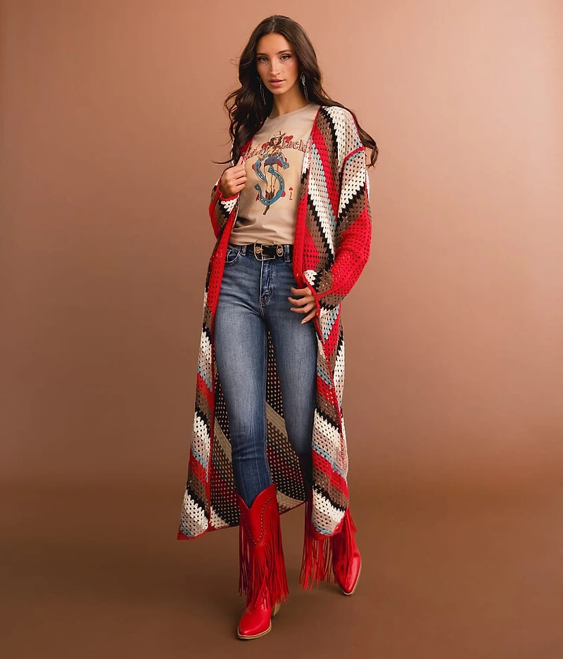 Multicolored Crochet Kimono