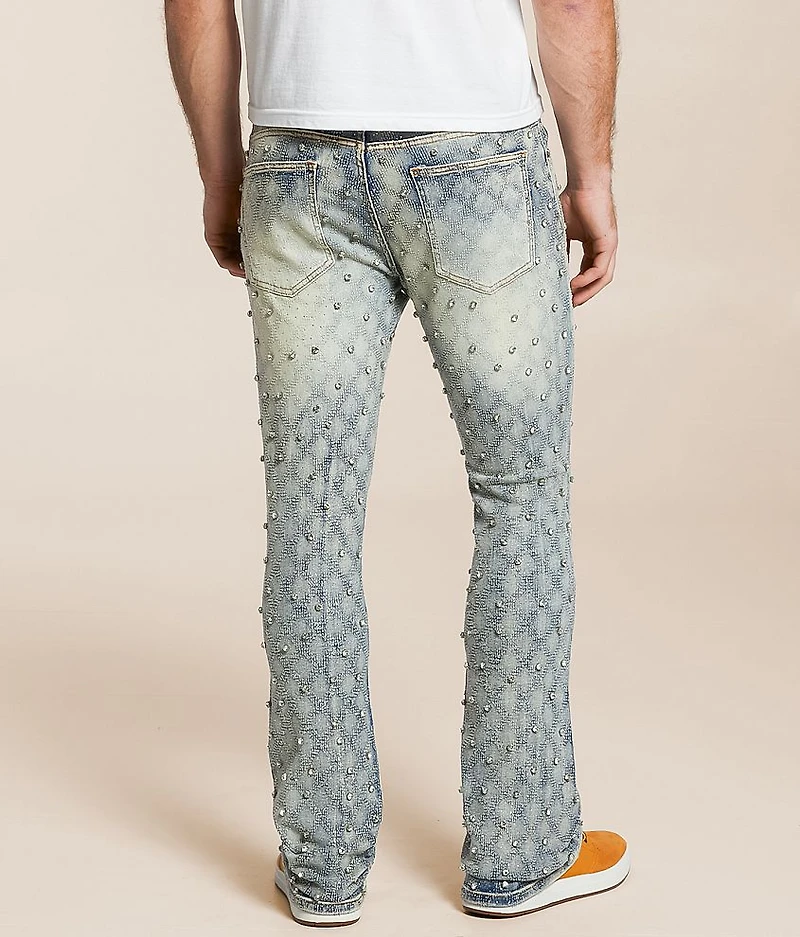 Slim Stacked Flare Stretch Rhinestone Jean