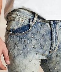Slim Stacked Flare Stretch Rhinestone Jean