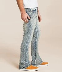 Slim Stacked Flare Stretch Rhinestone Jean