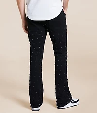 Rhinestone Stacked Flare Stretch Jean