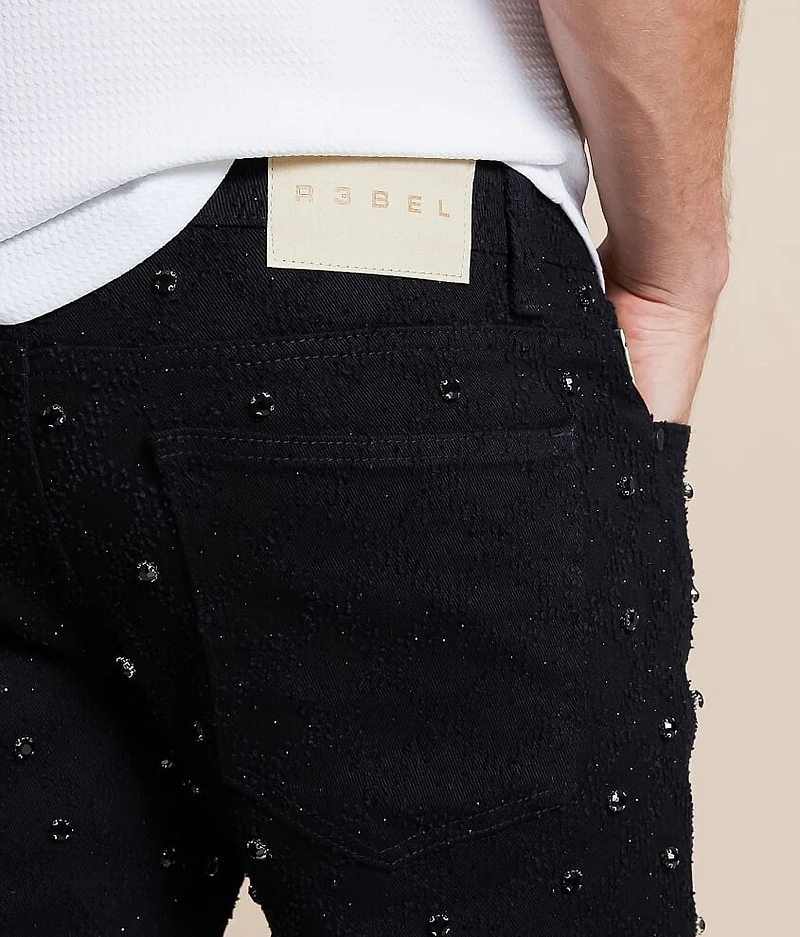 Rhinestone Stacked Flare Stretch Jean