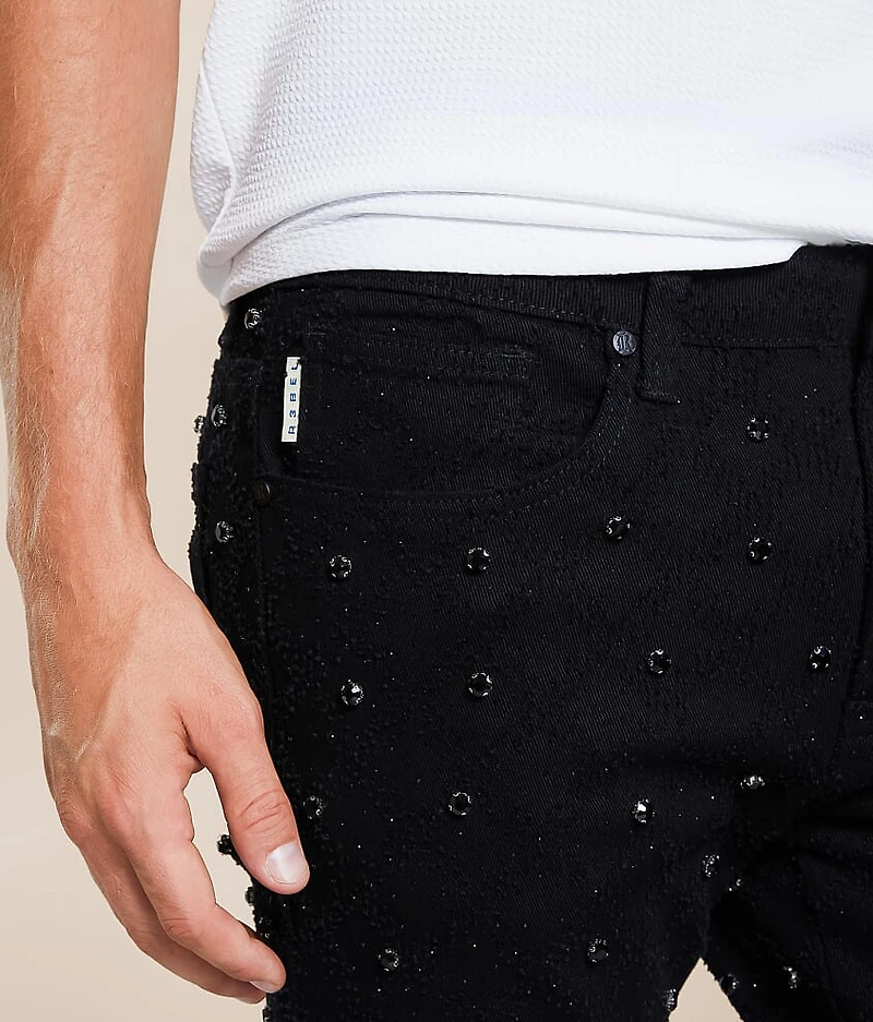 Rhinestone Stacked Flare Stretch Jean