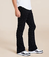 Rhinestone Stacked Flare Stretch Jean
