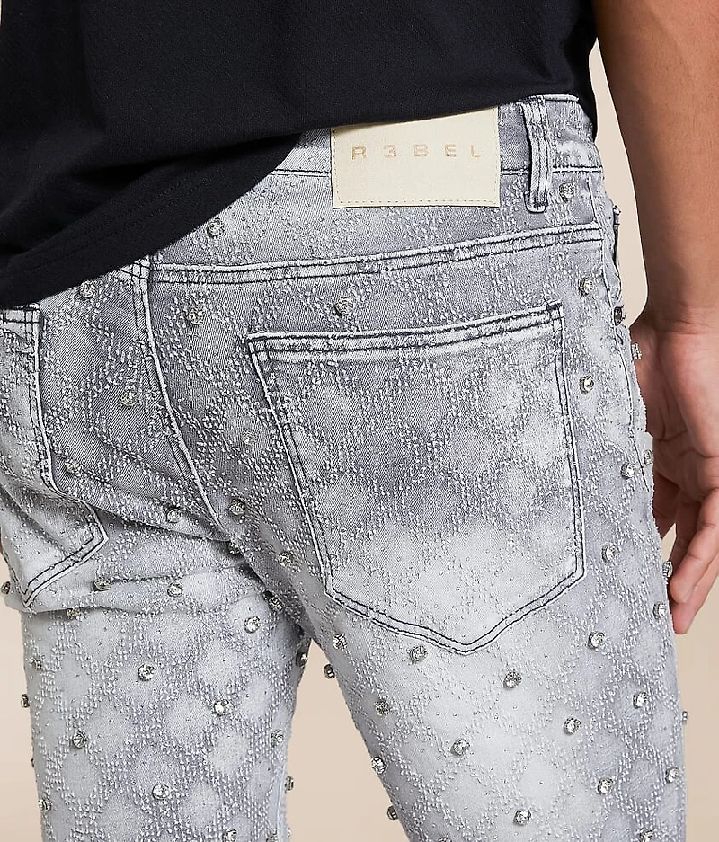 Rhinestone Stacked Boot Stretch Jean