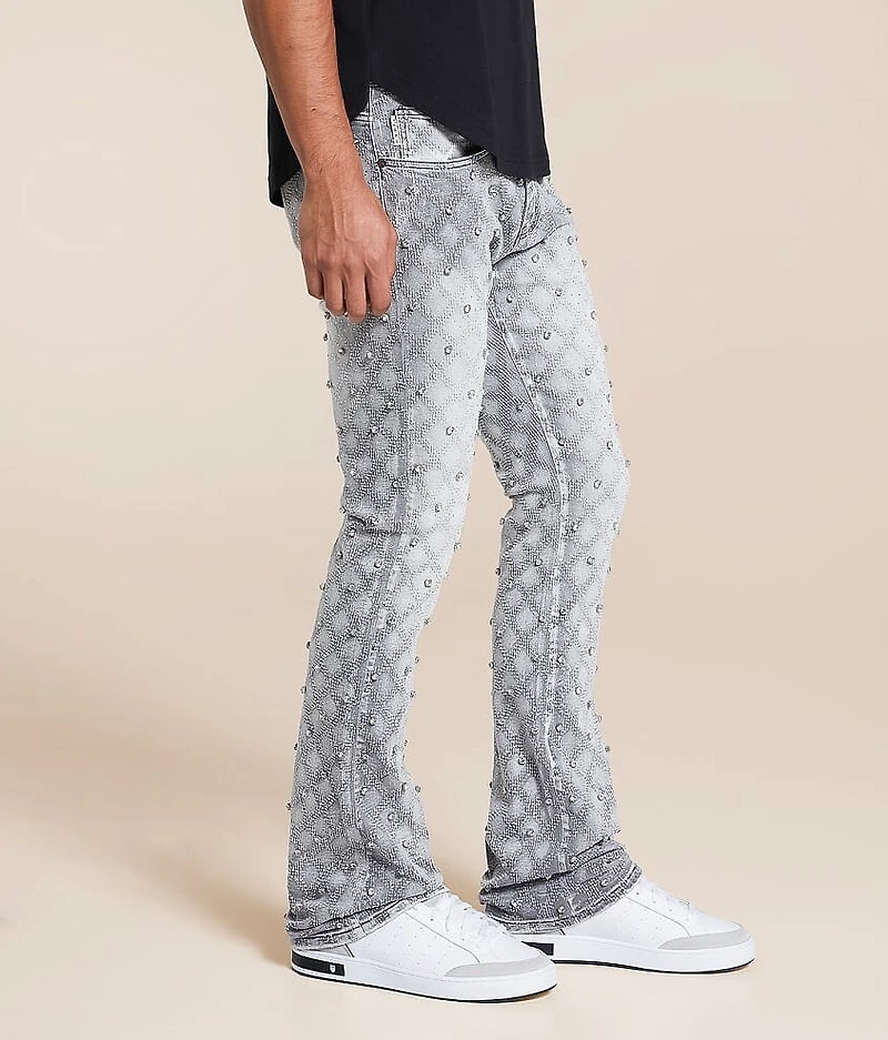 Rhinestone Stacked Boot Stretch Jean