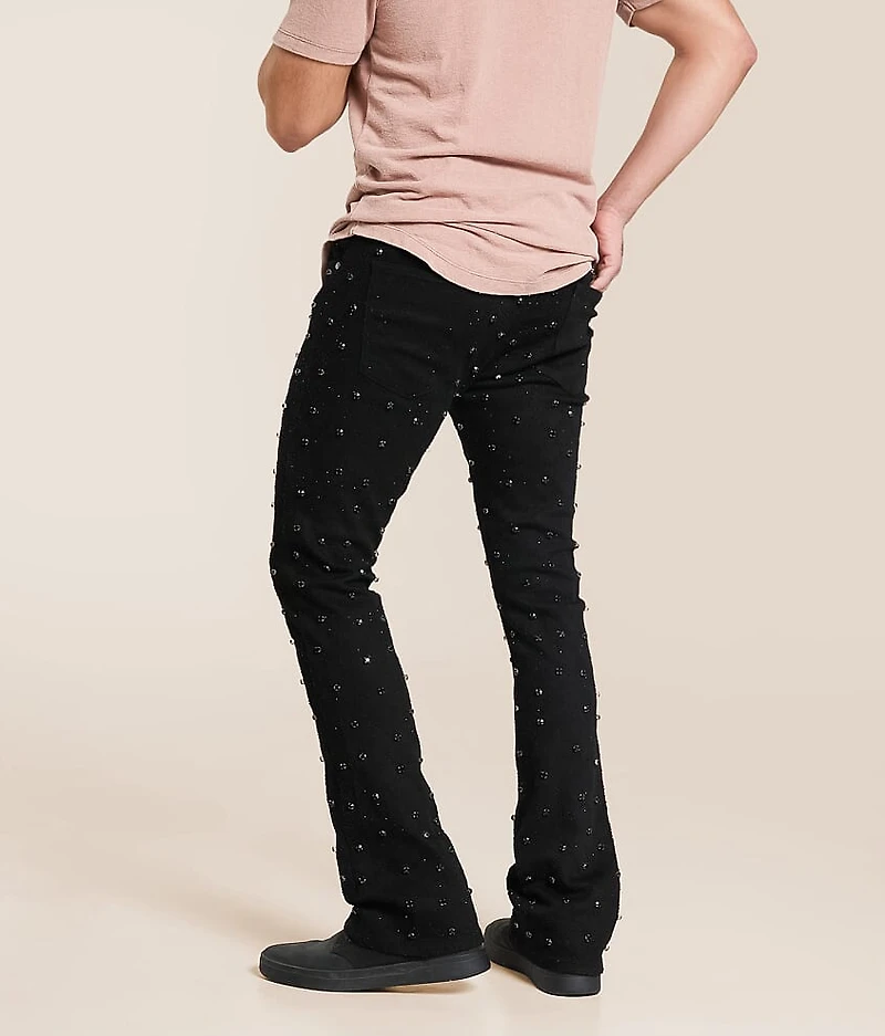 Rhinestone Stacked Flare Stretch Jean