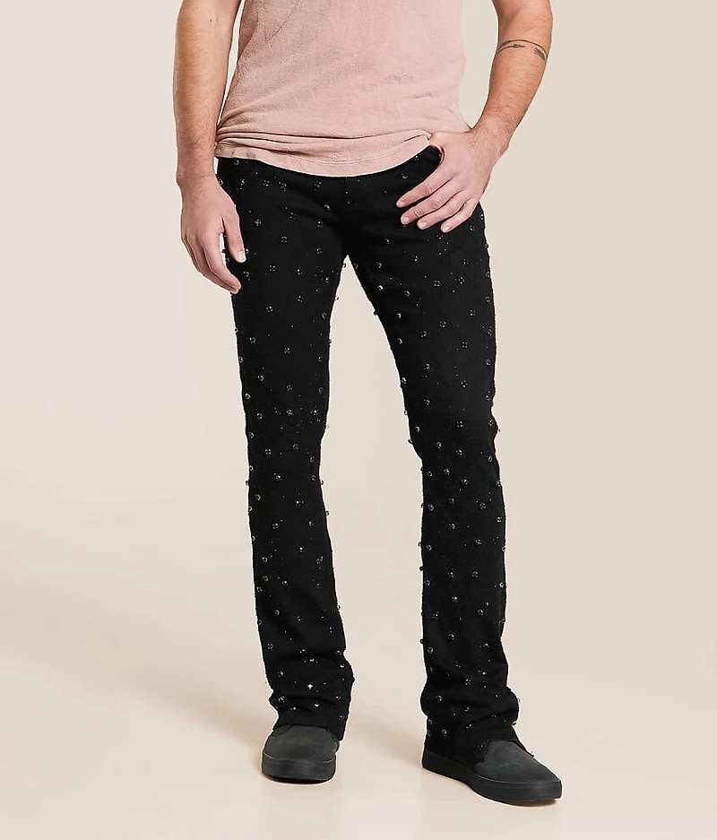 Rhinestone Stacked Flare Stretch Jean