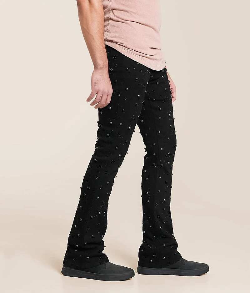 Rhinestone Stacked Flare Stretch Jean