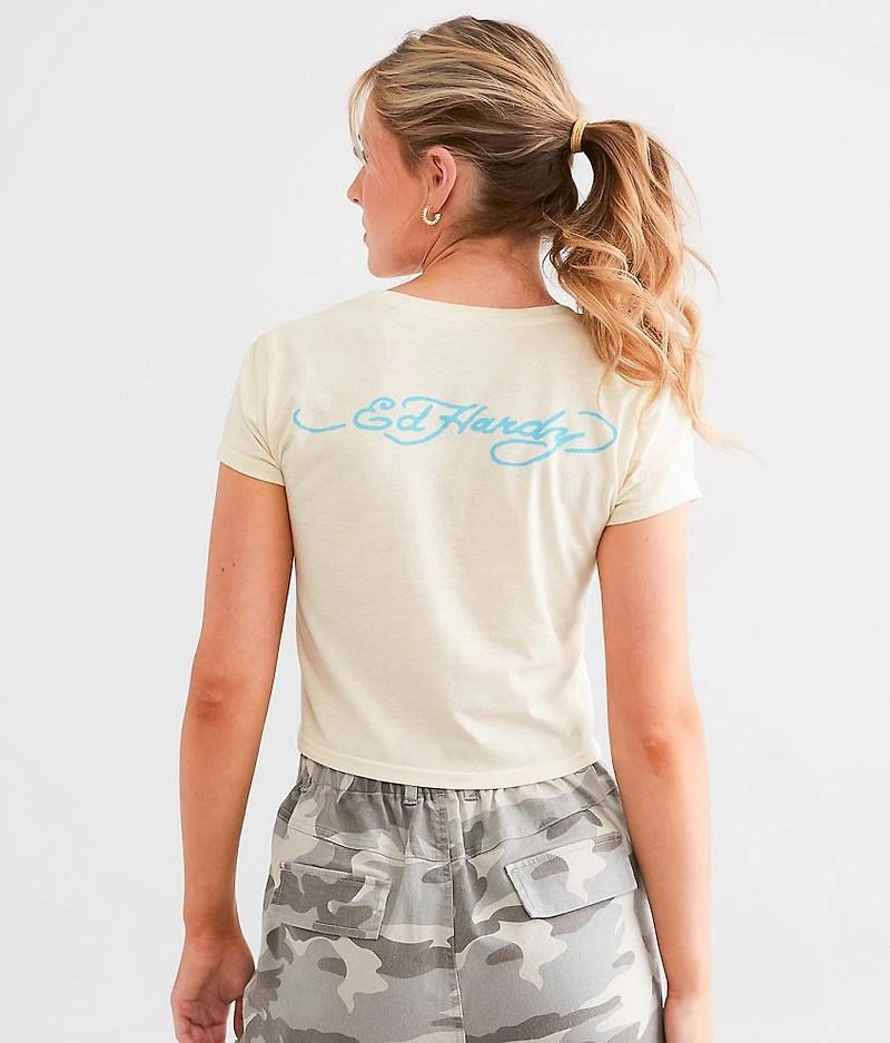 Rhinestone Butterflies Cropped Baby T-Shirt