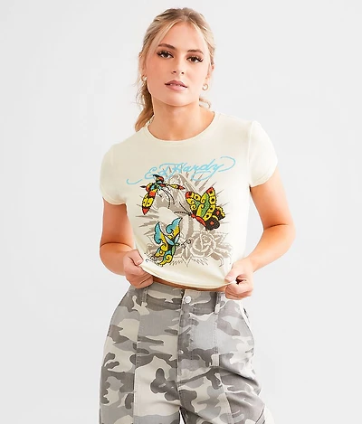 Rhinestone Butterflies Cropped Baby T-Shirt