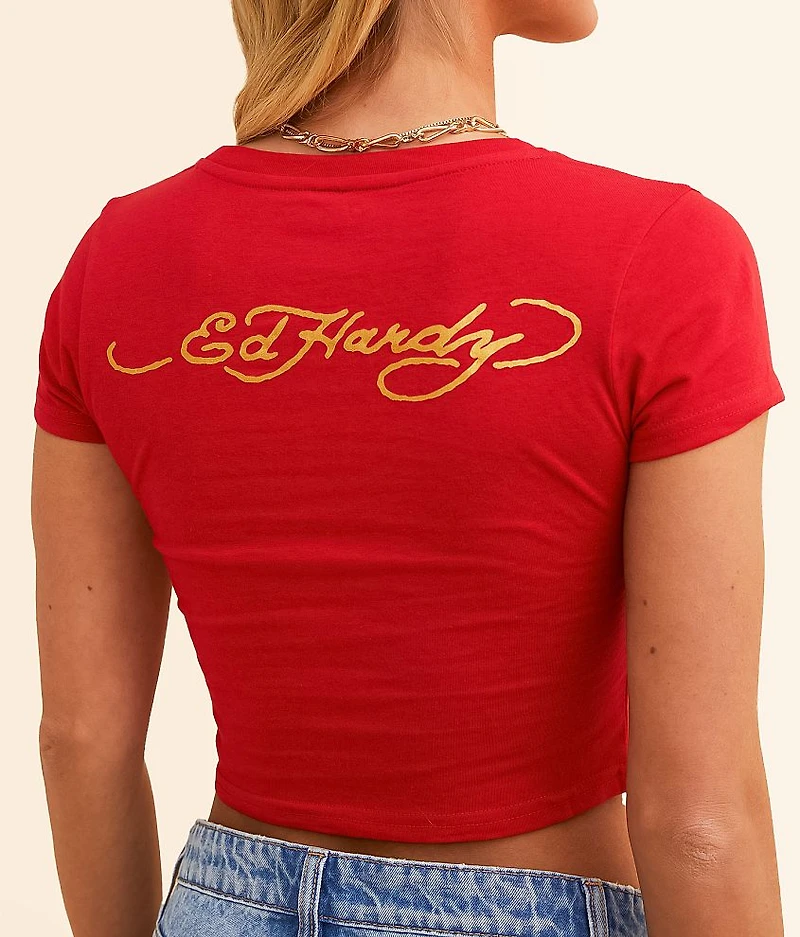 Rhinestone Dragon Cropped T-Shirt