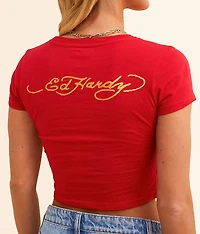 Rhinestone Dragon Cropped T-Shirt