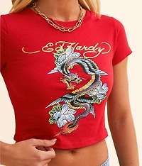Rhinestone Dragon Cropped T-Shirt