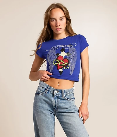 Sacred Heart Wings Cropped Baby T-Shirt