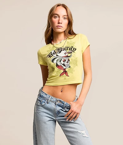 Skull Cowboy Baby Cropped T-Shirt
